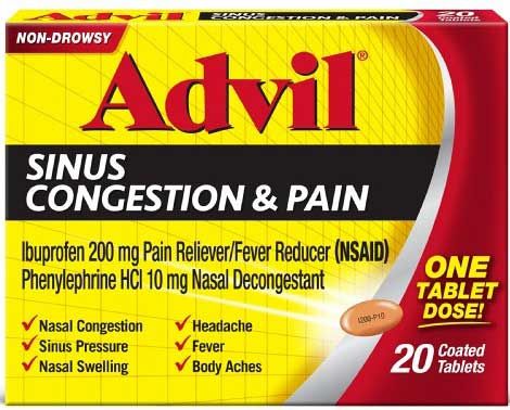 Advil Sinus Congestion And Pain Relief Tablet, 20 Count -- 72 Per Case