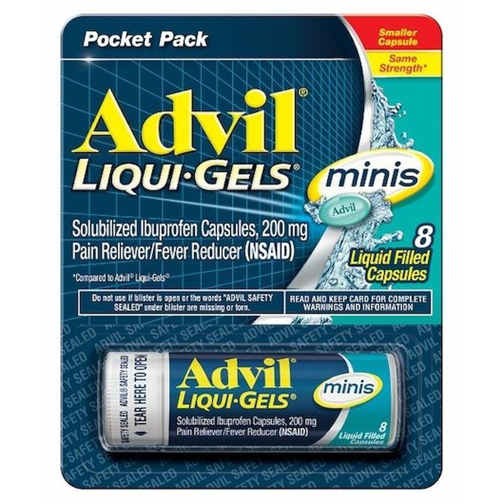 Advil Liquid Gel Minis Pain Reliever Capsules, 8 Count -- 144 Per Case