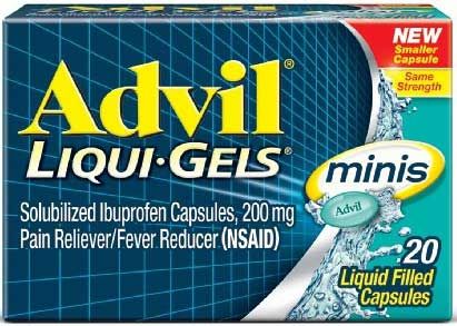 Advil Mini Liquid Gel Capsules, 20 Count -- 72 Per Case