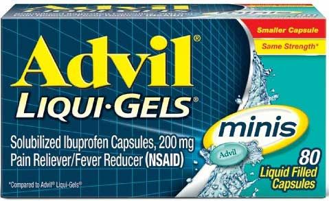 Advil Liqui Gel Mini Liquid Filled Capsules, 80 Count -- 36 Per Case