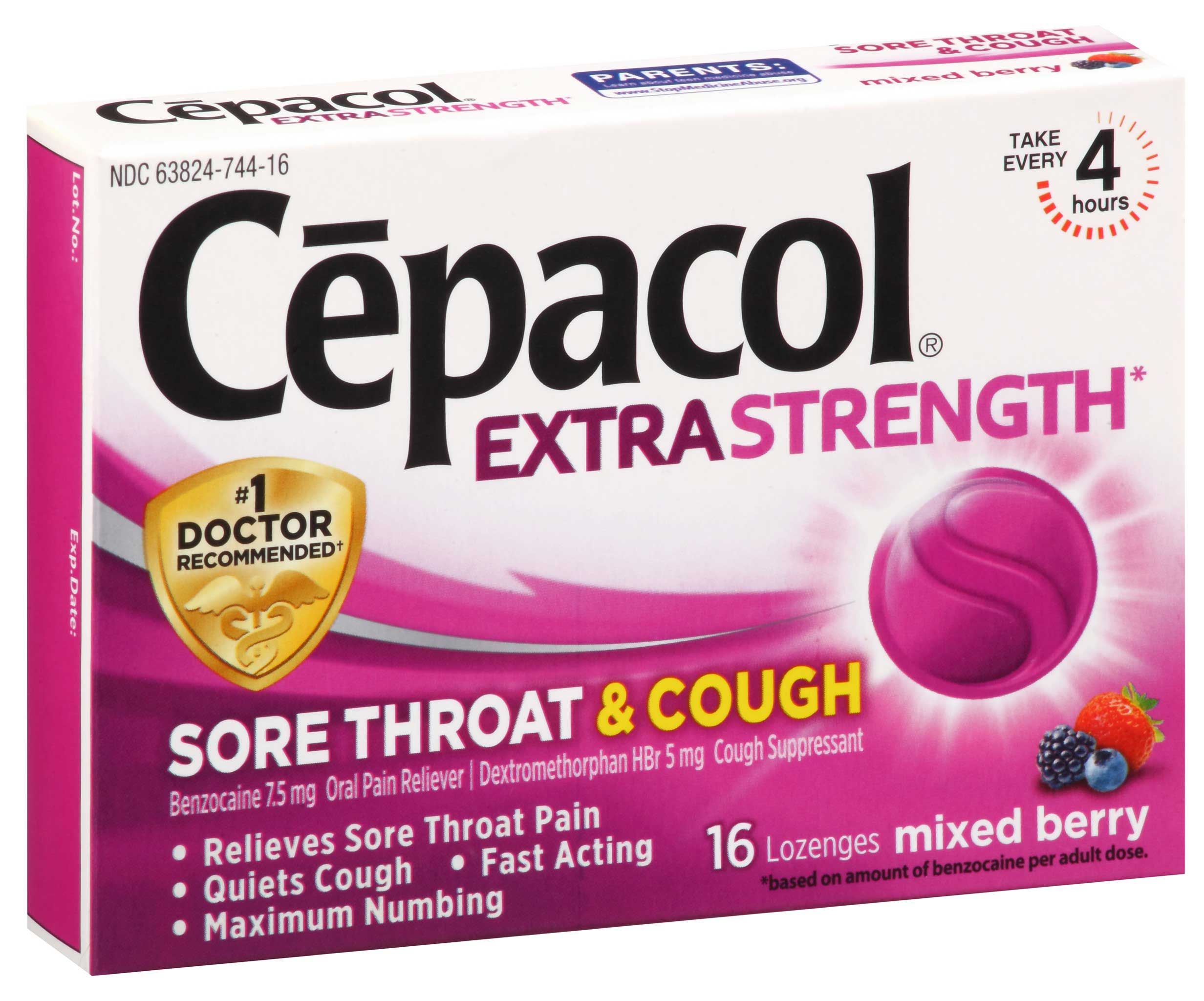 Cepacol Extra Strength Mixed Berry Sore Throat And Cough Lozenges, 16 Count -- 24 Per Case