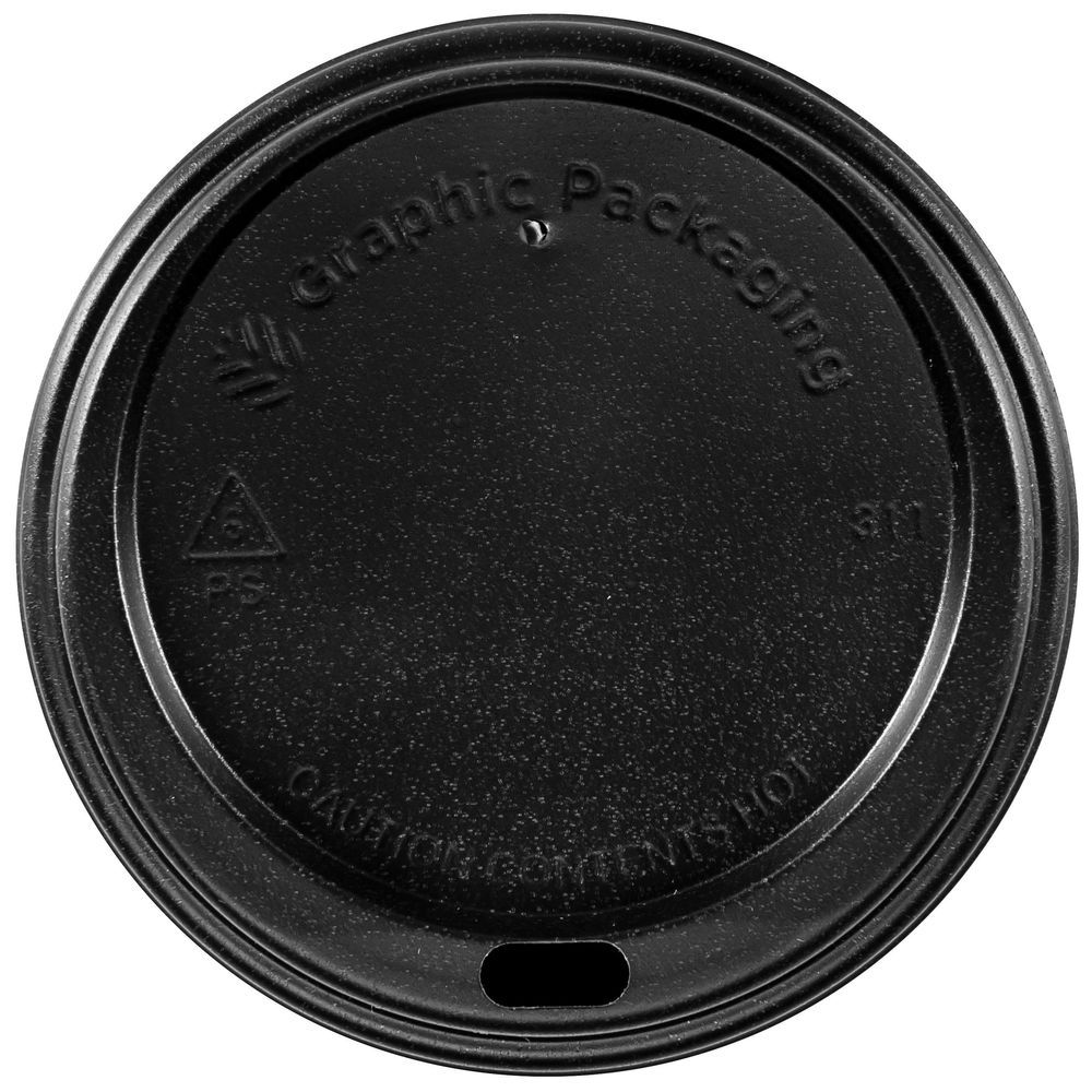 Graphic Packaging Polystyrene Black Dome Sipper Lid For 8 Ounce Hot Cup -- 1000 Per Case