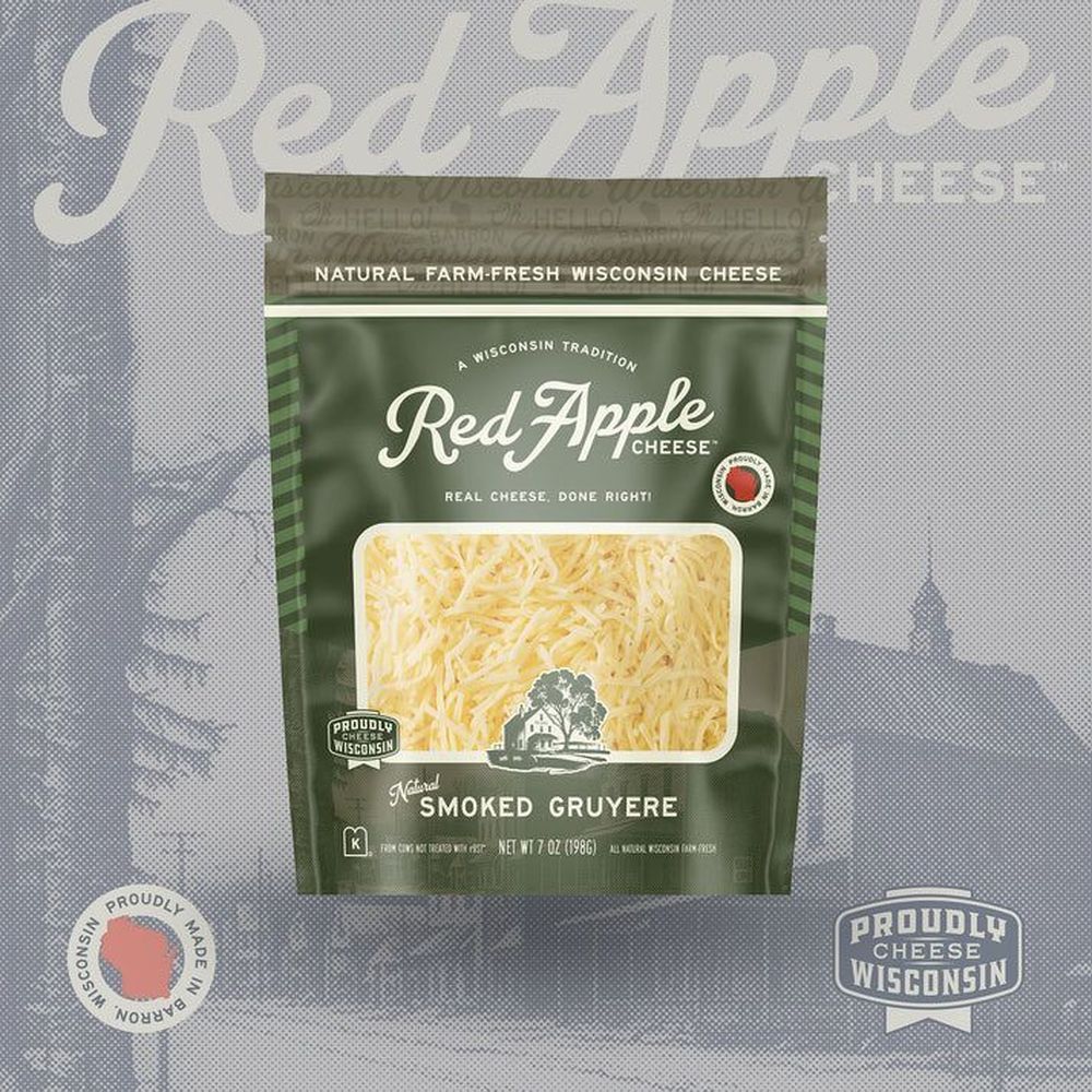 Red Apple Shredded Smoked Gruyere Cheese Shred, 7 Ounce -- 12 Per Case