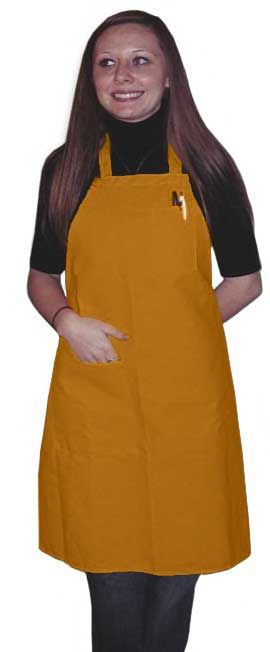 Intedge Orange Poly/cotton 1 Hip Pocket Deluxe Bib Apron With 1 Pen Pocket And Matching Ties, 32 Inch Long X 28 Inch Wide