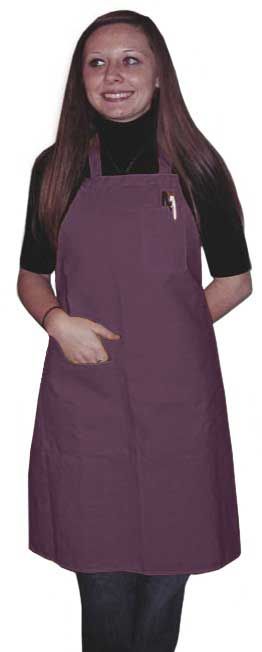Intedge Mauve Poly/cotton 1 Hip Pocket Deluxe Bib Apron With 1 Pen Pocket And Matching Ties, 32 Inch Long X 28 Inch Wide