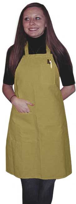Intedge Gold Poly/cotton 1 Hip Pocket Deluxe Bib Apron With 1 Pen Pocket And Matching Ties, 32 Inch Long X 28 Inch Wide
