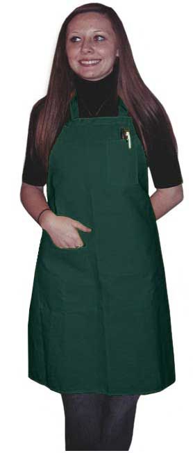 Intedge Hunter Green Poly/cotton 1 Hip Pocket Deluxe Bib Apron With 1 Pen Pocket And Matching Ties, 32 Inch Long X 28 Inch Wide