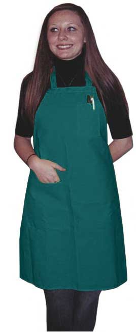 Intedge Teal Poly/cotton 1 Hip Pocket Deluxe Bib Apron With 1 Pen Pocket And Matching Ties, 32 Inch Long X 28 Inch Wide