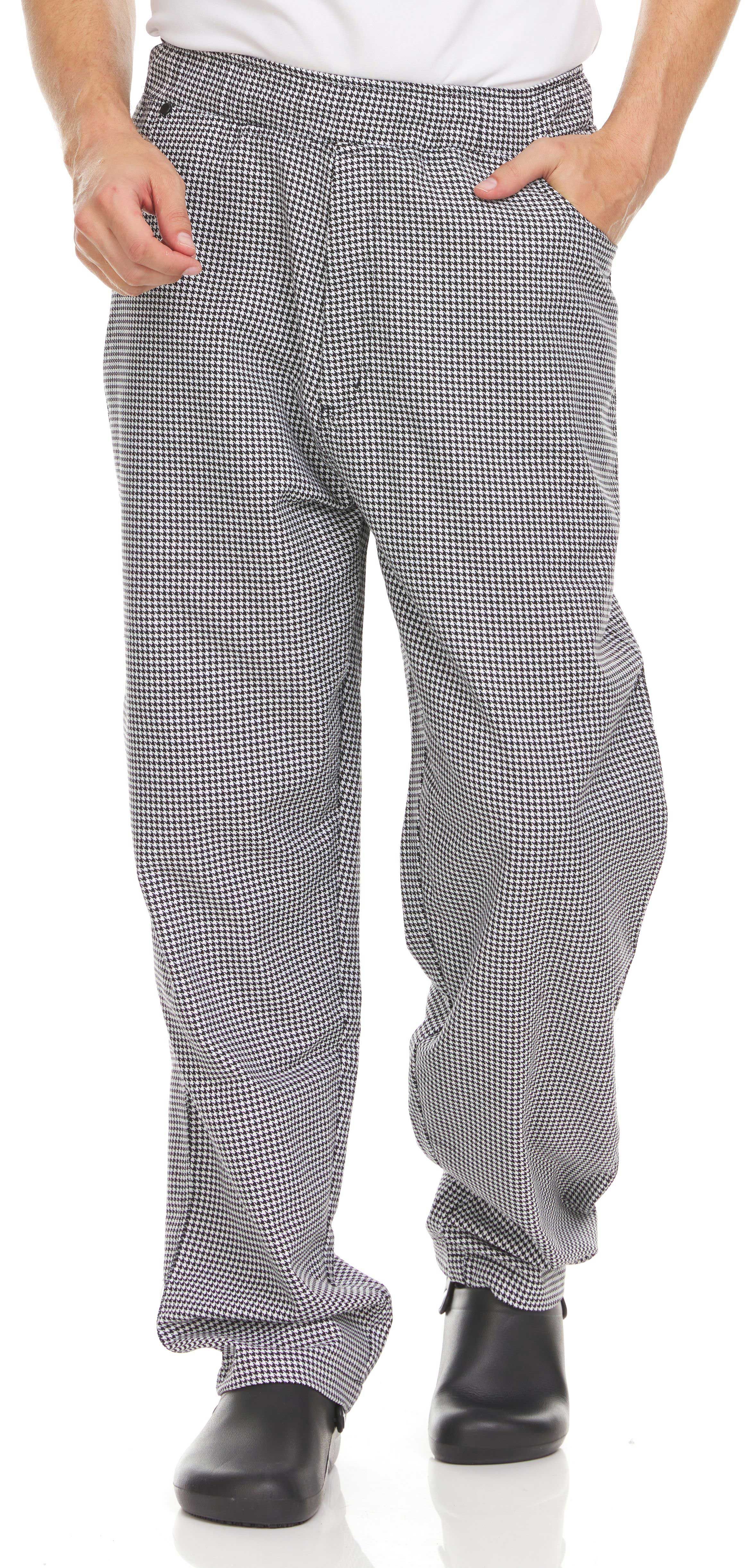 Hey Chef Houndstooth Extra Small 3 Pocket Elastic Waist Zipper Fly Pant