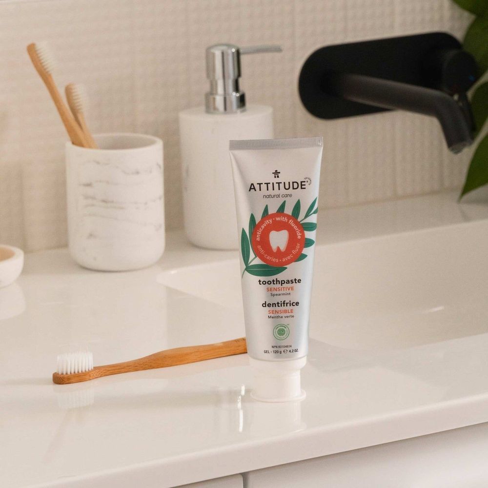 Attitude Super Leaves Sensitive Spearmint Adult Toothpaste With Fluoride, 4.2 Ounce