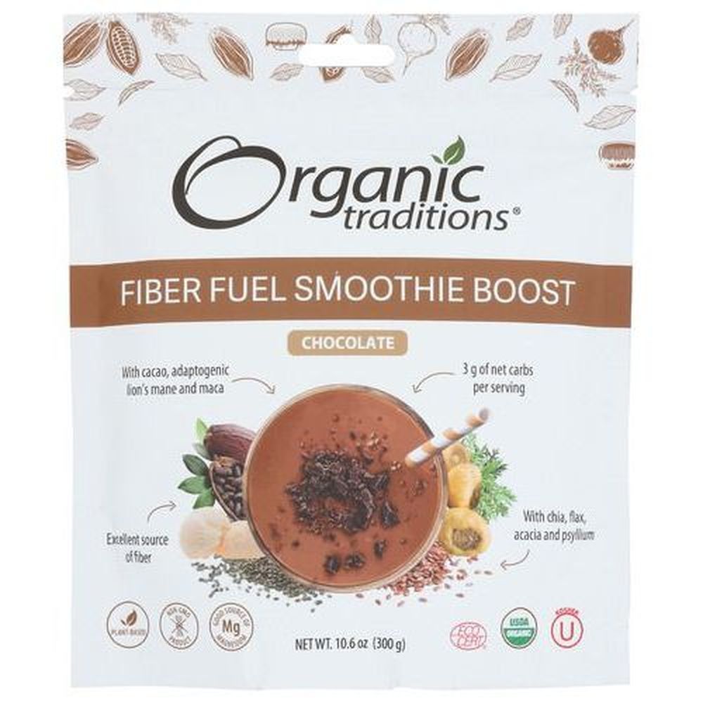 Organic Traditions Chocolate Fiber Fuel Smoothie Boost, 10.6 Ounce
