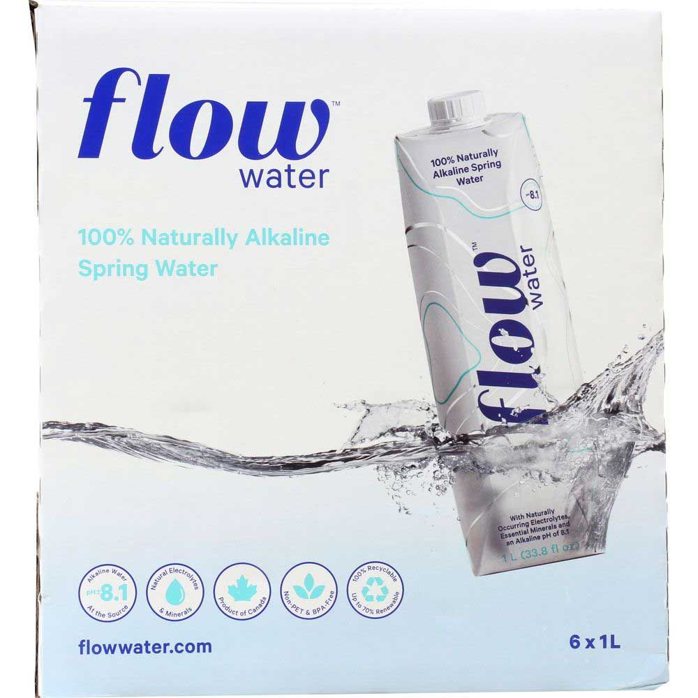 Flow Natural Alkaline Spring Water, 1 Liter -- 6 Per Case