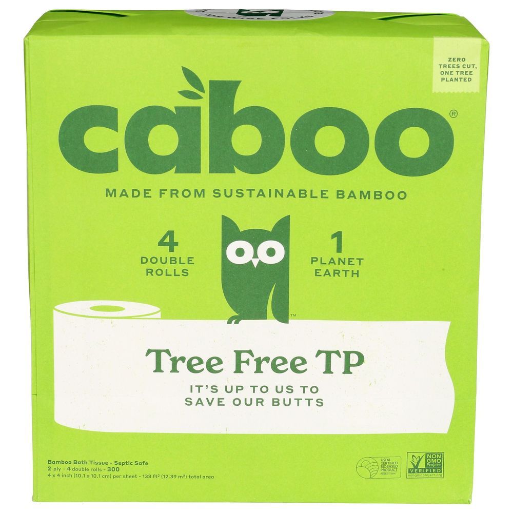 Caboo Tree Free Up Bamboo Bath Tissue Double Roll, 4 Count -- 10 Per Case