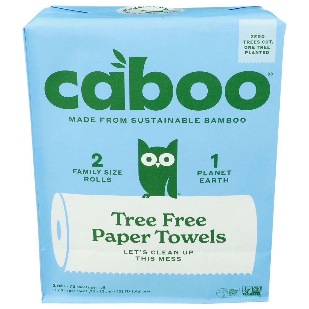 Caboo Tree Free Paper Towel Roll, 2 Count -- 12 Per Case