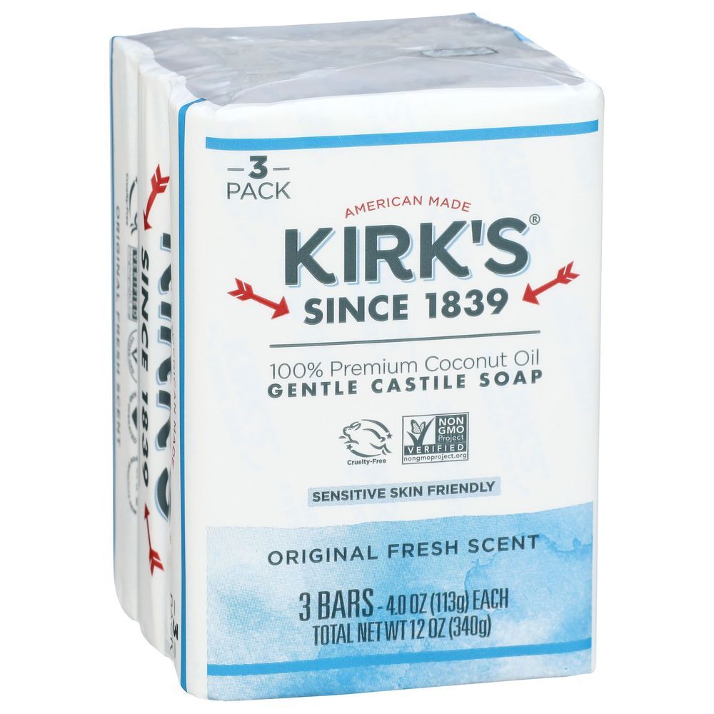 Kirk's Original Fresh Scent Gentle Castile Bar Soap, 12 Ounce