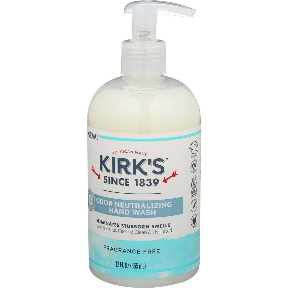Kirk's Fragrance Free Odor Neutralizing Hydrating Hand Wash, 12 Fluid Ounce
