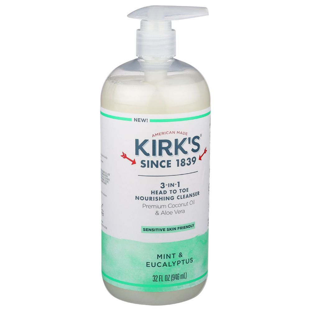 Kirk's Mint And Eucalyptus 3-in-1 Head To Toe Nourishing Cleanser, 32 Fluid Ounce