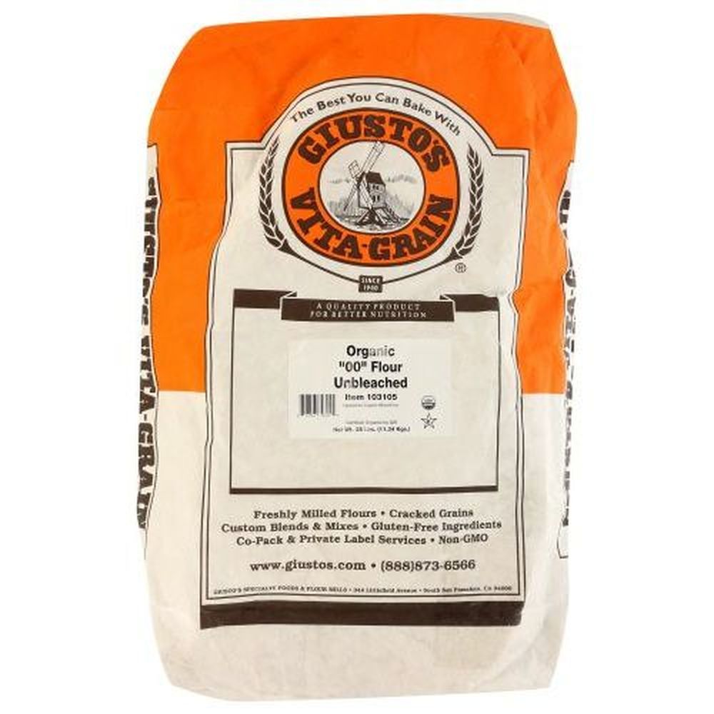 Giusto's Organic Oo Unbleached Flour, 25 Pound
