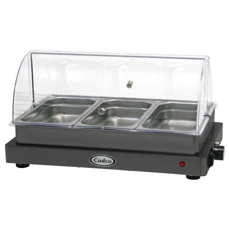 Cadco Heavy Duty Stainless Steel Medium Size Buffet Server With Rolltop Lid, 24 X 12 X 14 3/8 Inch