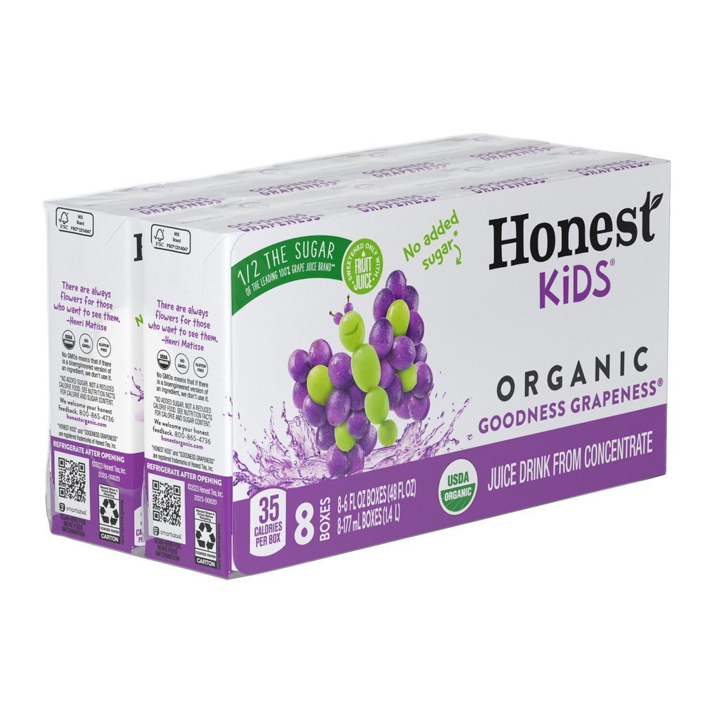 Honest Kids Organic Goodness Grapeness Juice, 6 Fluid Ounce -- 40 Per Case