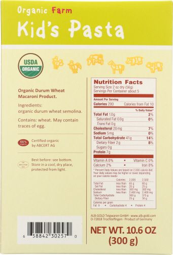 Alb-gold Organic Safari Shapes Kids Pasta, 10.6 Ounce -- 12 Per Case