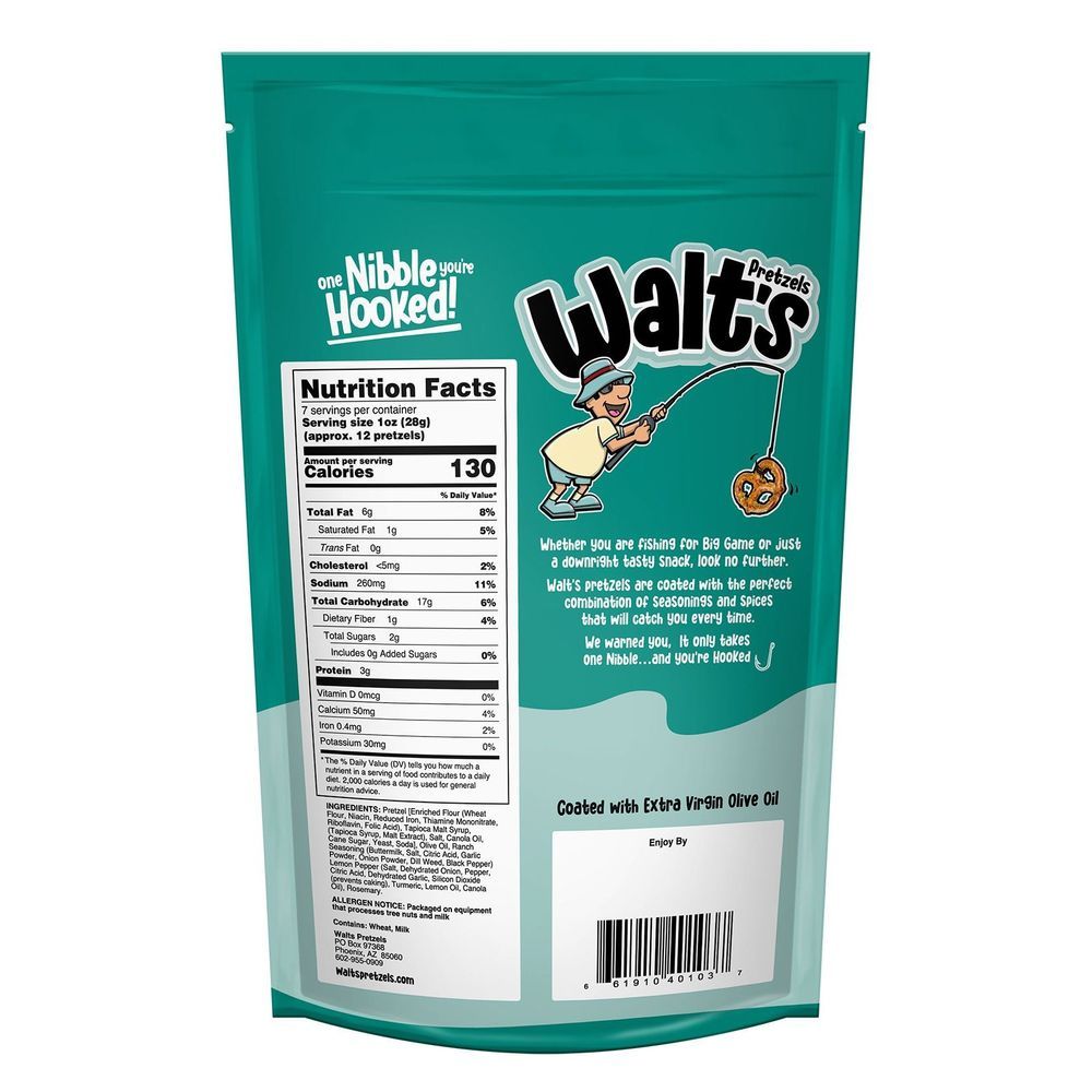 Walts Pretzels Ranch Rosemary Pretzels, 7 Ounce -- 12 Per Case