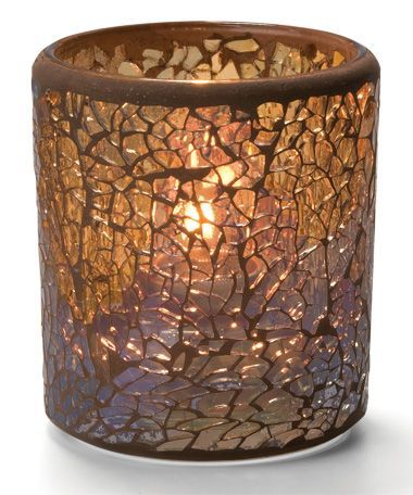 Hollowick Gold Crackle Glass Votive Lamp, 3 1/4 X 3 X 3 Inch