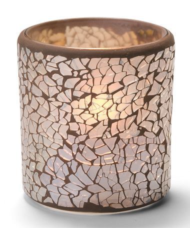 Hollowick Gold Frosted Crackle Glass Votive Lamp, 3 1/4 X 3 X 3 Inch