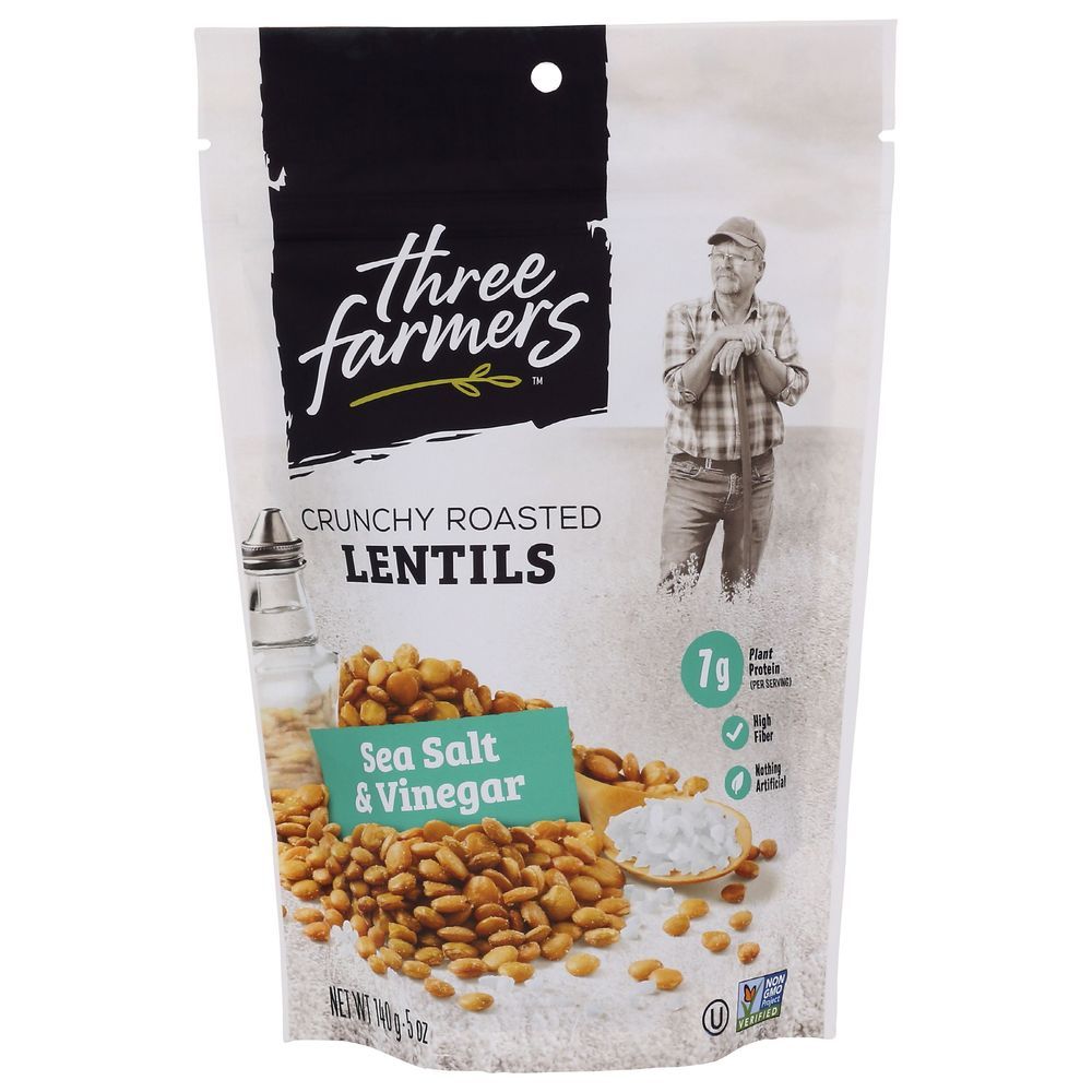 Three Farmers Sea Salt And Vinegar Crunchy Roasted Lentils, 140 Gram -- 6 Per Case