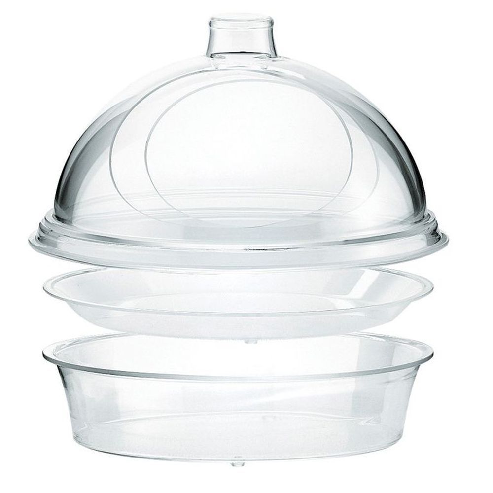 Cal-mil Turn N Serve Clear Deep Tray For 12 Inch Sample Dome Covers, 12 Inch Dia X 3.5 Inch