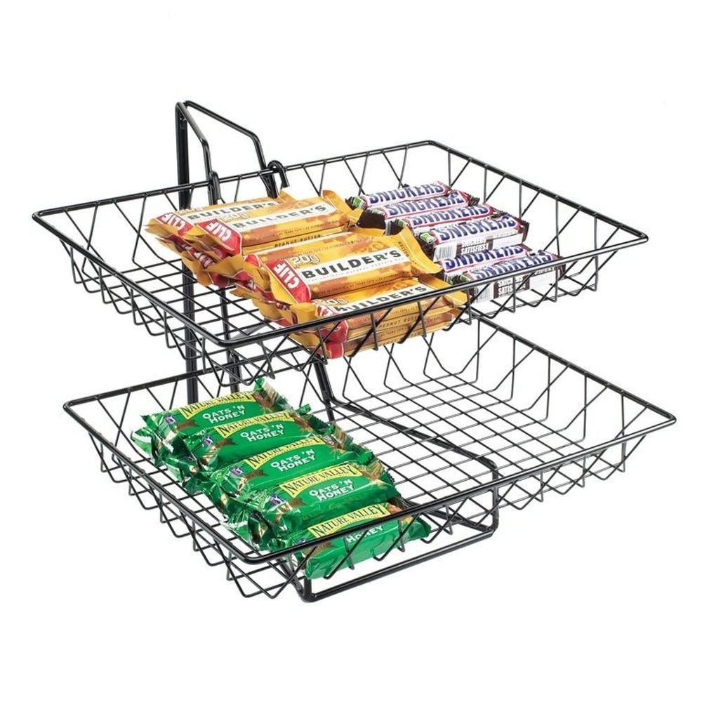 Cal-mil Two Tier Merchandiser With Rectangular Wire Baskets, 18 X 15 X 15 Inch