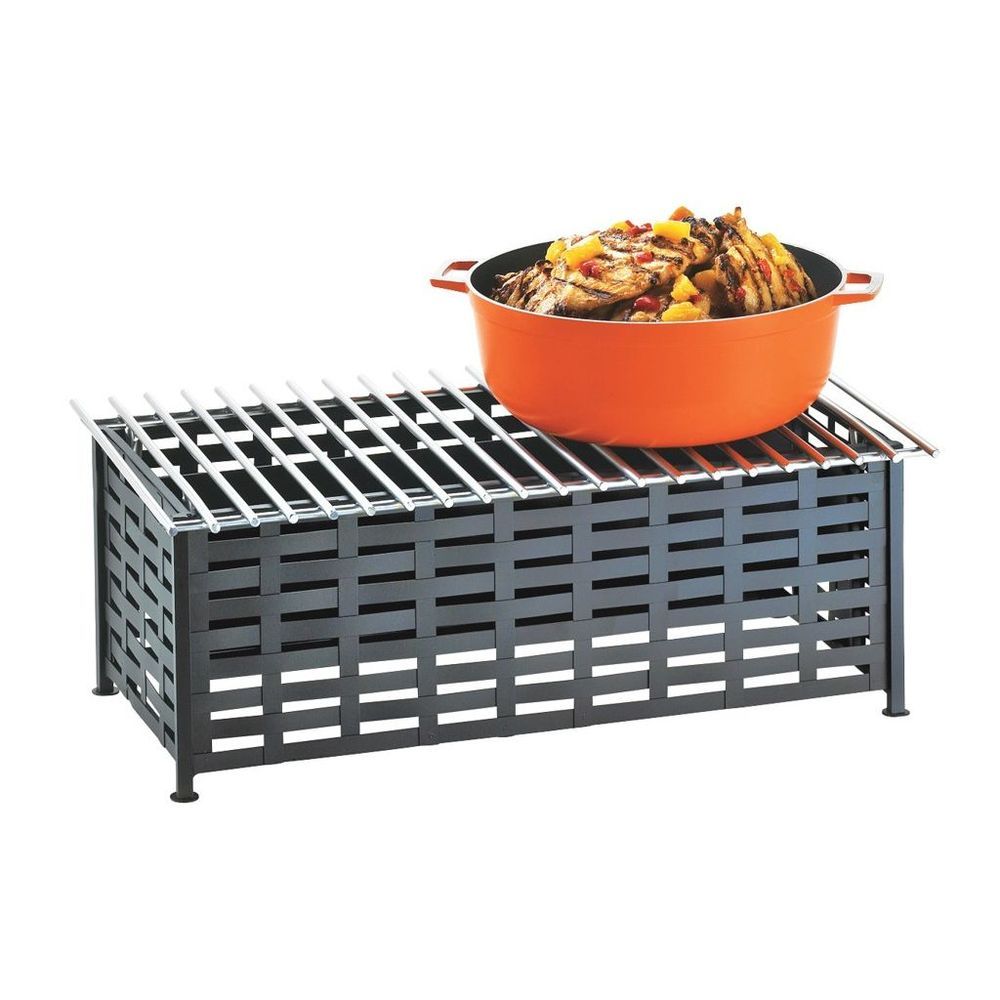 Cal-mil Iron Black Rectangle Chafer Alternative, 12 X 12 X 7 1/2 Inch