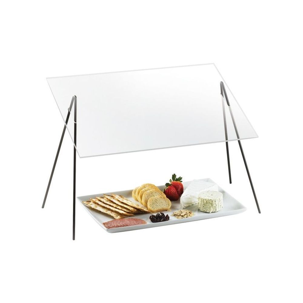 Cal-mil Acrylic Single Face Rectangular Sneeze Guard With Black Iron Wire Frame, 27.5 X 13 X 14 Inch