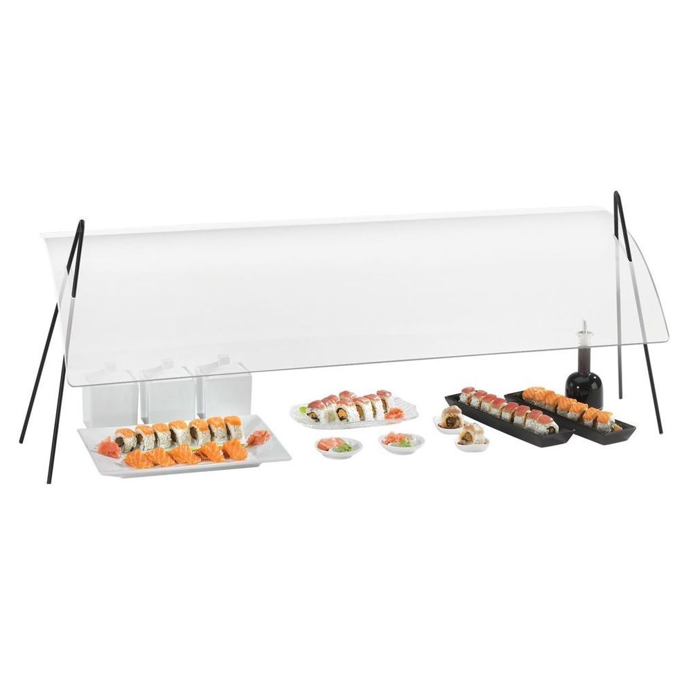 Cal-mil Acrylic Single Face Rectangular Sneeze Guard With Black Iron Wire Frame, 48 X 17.25 X 19 Inch