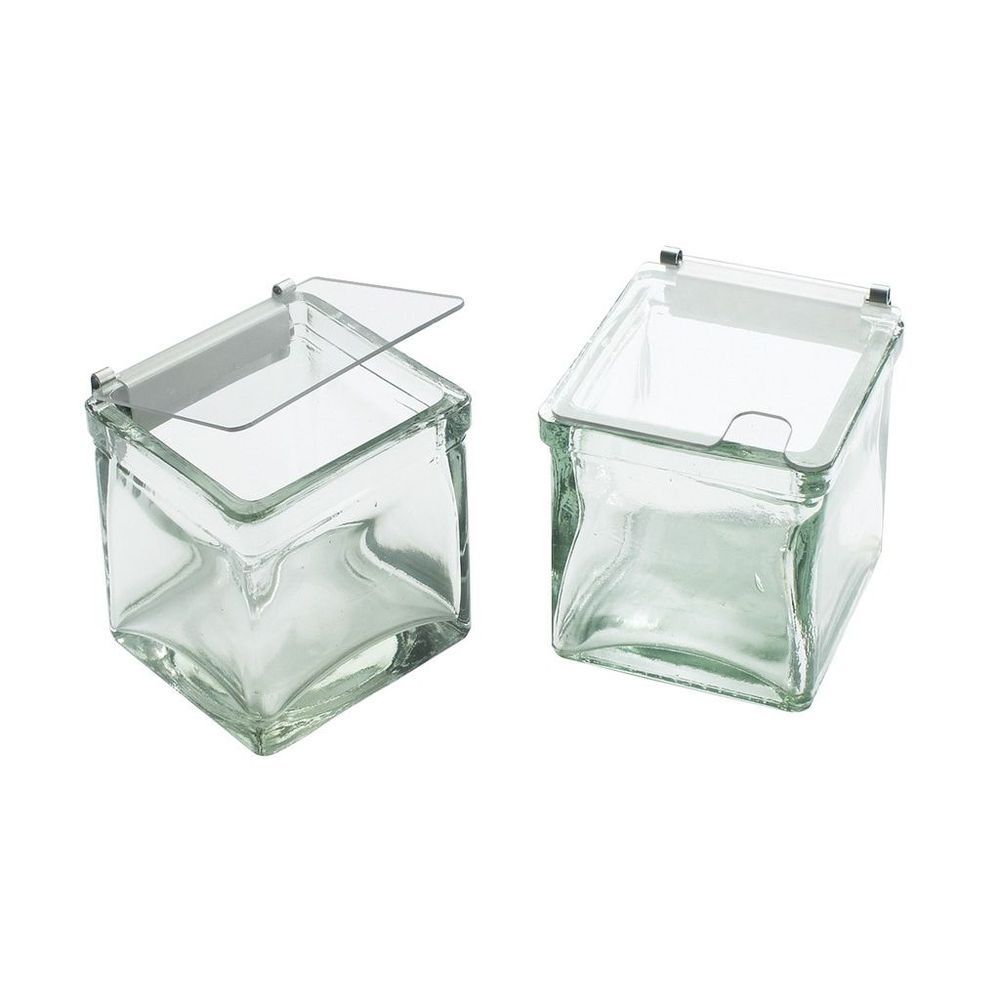 Cal-mil Solid Plastic Lid With Stainless Steel Hinge With Notch For Glass Jar, 4 X 4 X .5 Inch -- 3 Per Case