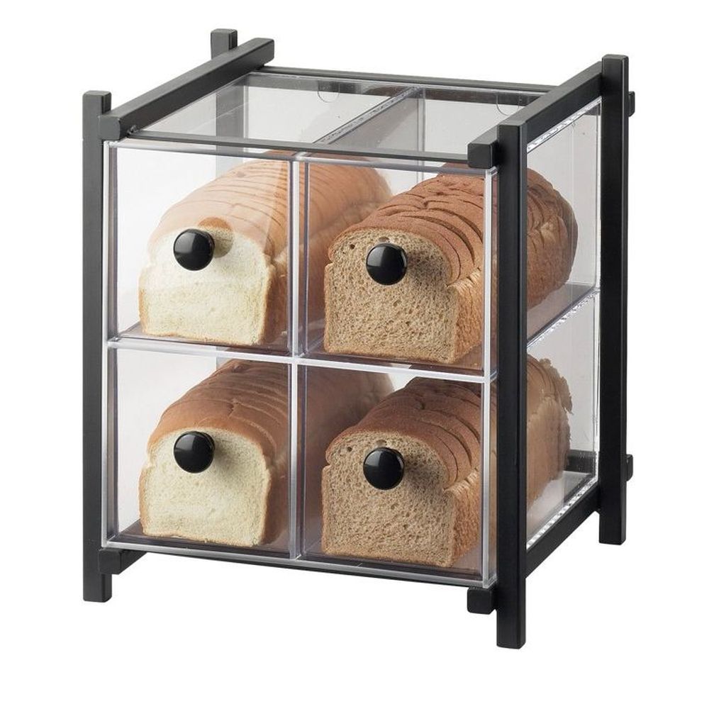 Cal-mil Black One By One 4 Drawer Acrylic Bread Case, 14 X 14.75 X 15.625 Inch