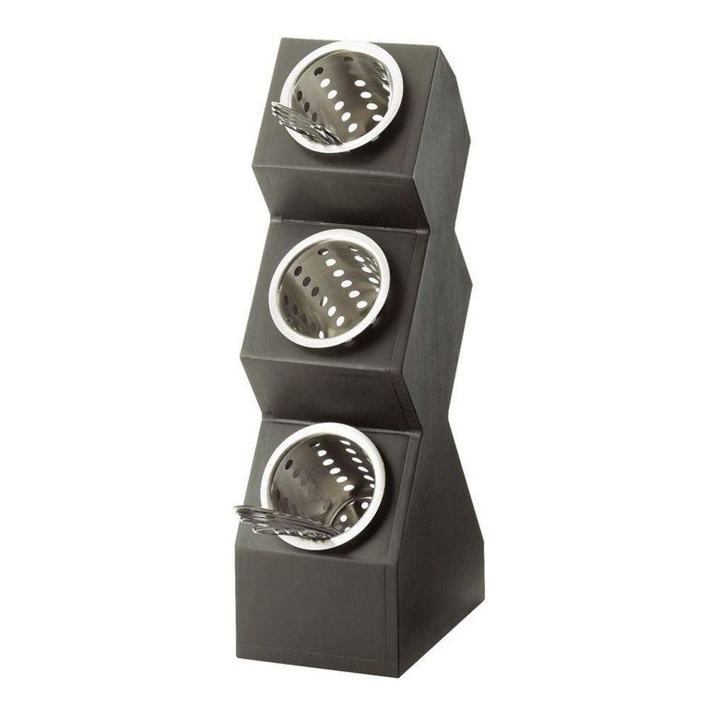 Cal-mil Classic Midnight 3-cylinder Vertical Flatware / Condiment Display, 6.25 X 9.38 X 22.63 Inch