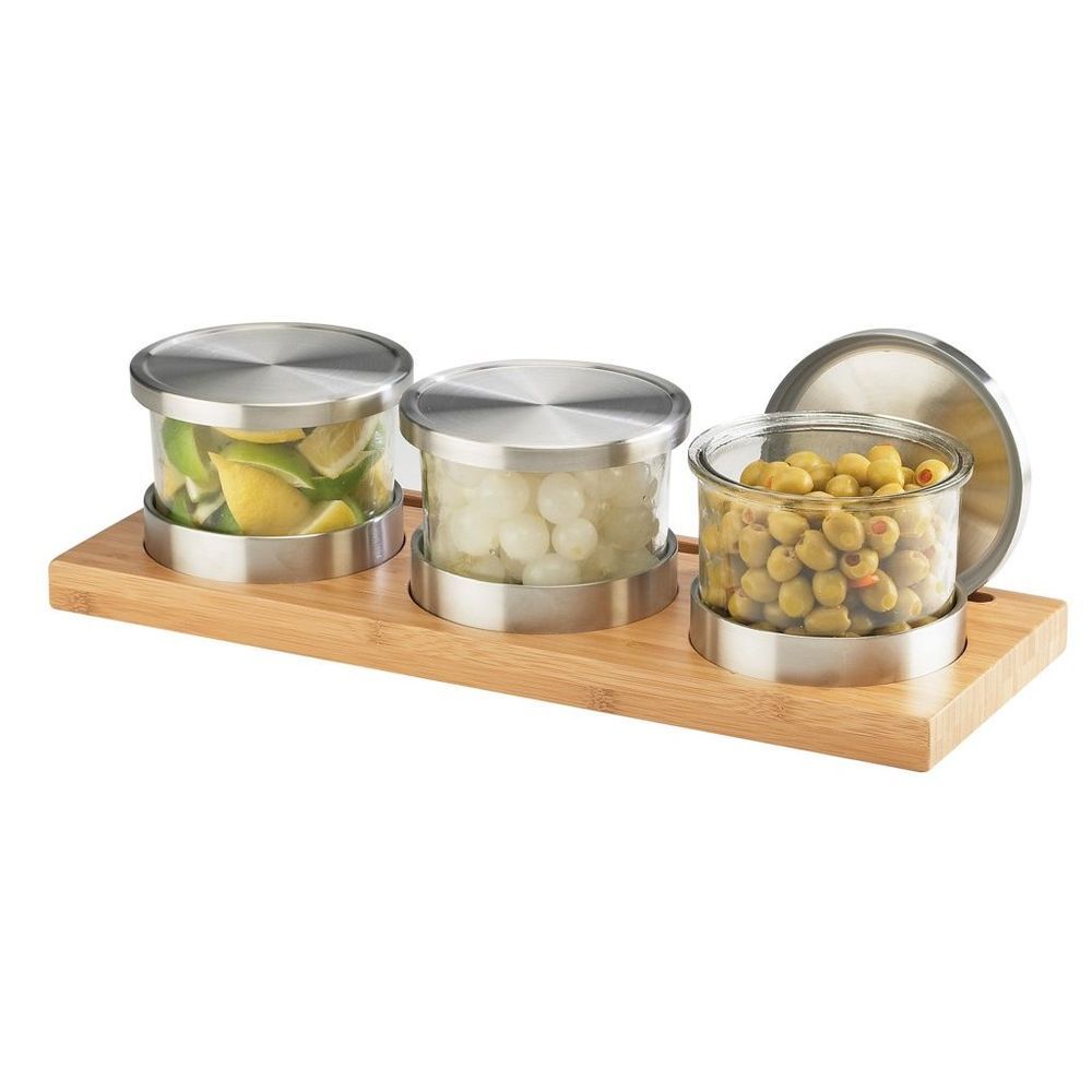 Cal-mil Bamboo Chilled Solid Stailness Steel Lid Jar Display, 16 X 6 X 4 Inch