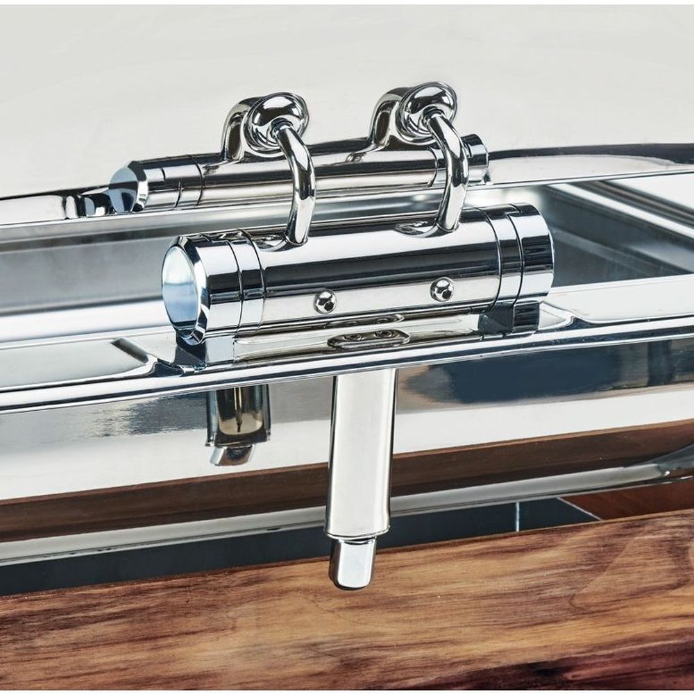 Cal-mil Chrome Trim Mid Century Chafer With Lid, 23 X 17.5 X 13.75 Inch