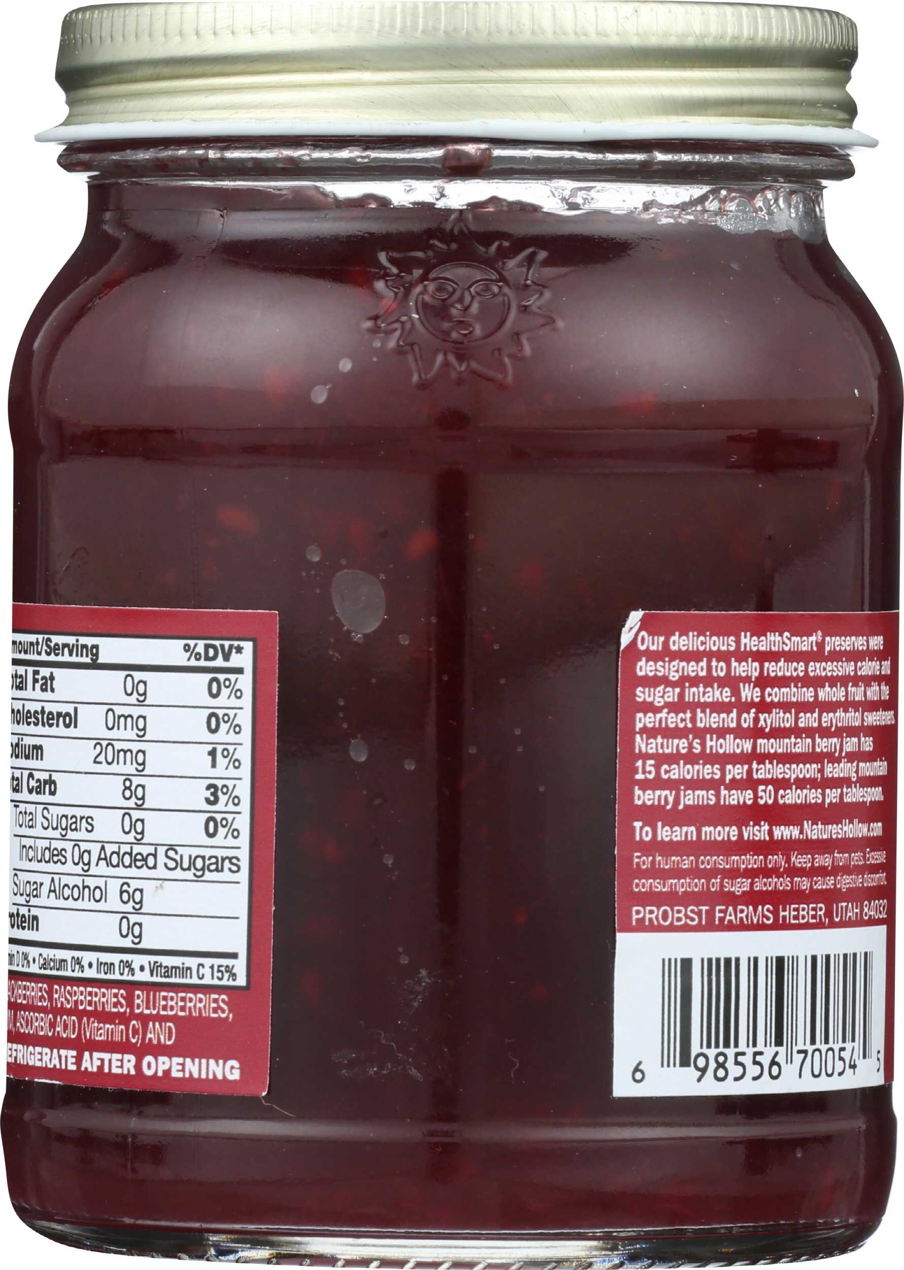 Nature's Hollow Sugar Free Mountain Berry Jam, 10 Ounce -- 6 Per Case