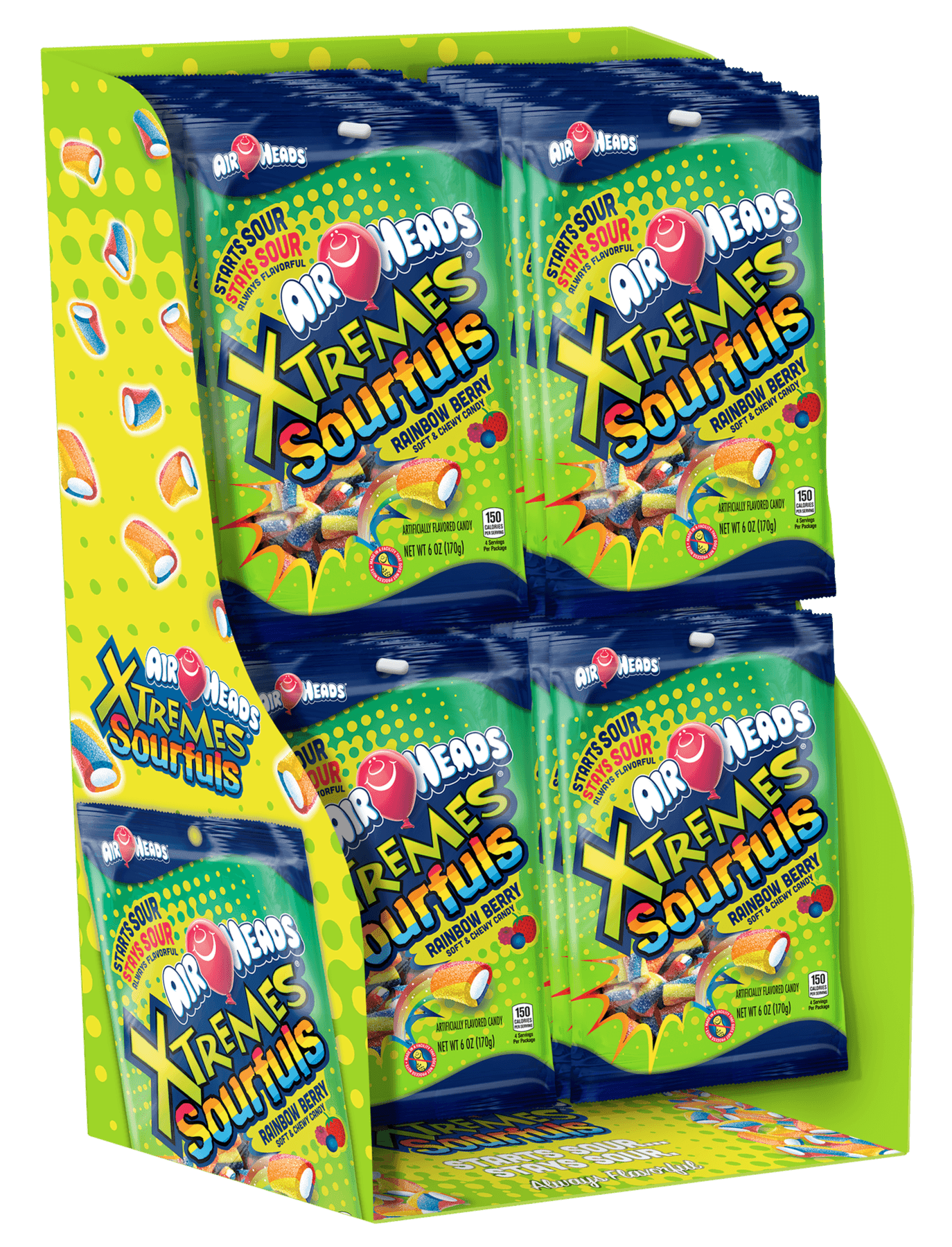 Airheads Xtremes Sourfuls Rainbow Berry Soft And Chewy Candy, 6 Ounce -- 12 Per Case