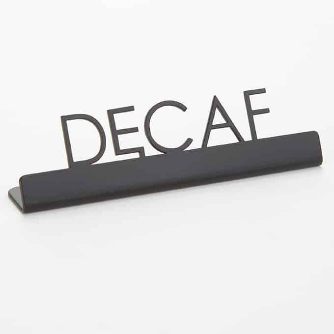 American Metalcraft Black Stainless Steel Laser Cut Decaf Sign, 5 X 3/4 X 1-1/4 Inch