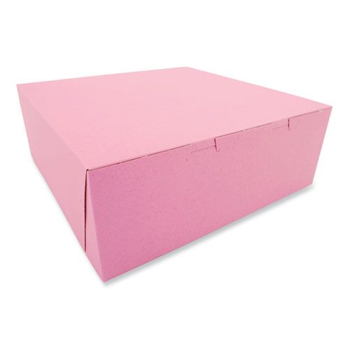 Sct Pink Paper One-piece Non-window Bakery Box, 14 X 14 X 5 Inch -- 50 Per Case