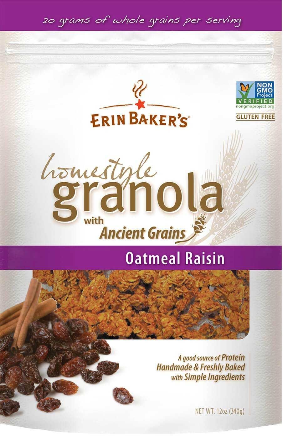 Erin Baker's Oatmeal Raisin Homestyle Granola, 12 Ounce -- 6 Per Case