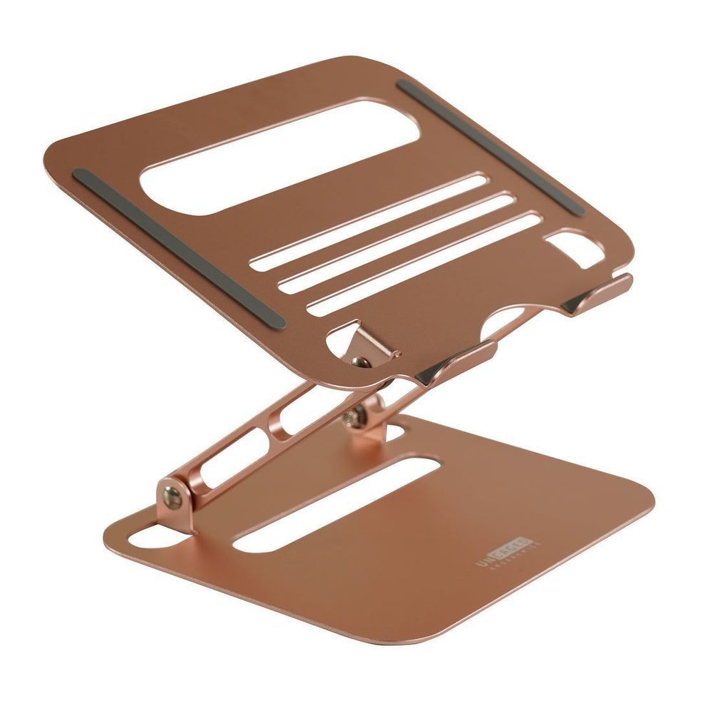 Uncaged Ergonomics Anodized Aluminum Rose Gold Rise Adjustable Laptop Desk Stand