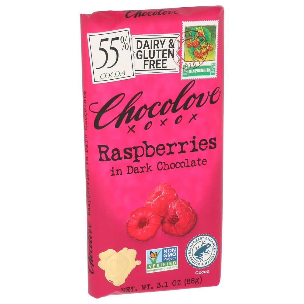 Chocolove Xoxo Raspberry In Dark Chocolate Bar, 3.2 Ounce -- 12 Per Case