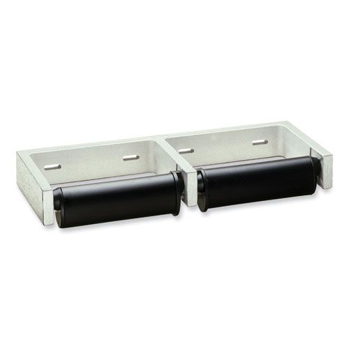 Bobrick Classicseries Black/aluminum Toilet Tissue Dispenser For Two Rolls, Controlled Delivery, 12.5 X 4 86 X 1.5 Inch