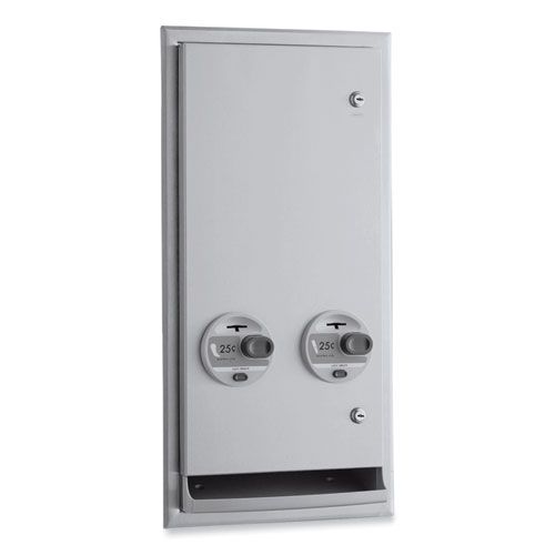 Bobrick Classicseries 25 Cent Coin Mechanism Satin Stainless Recessed Or Semi-recessed Napkin/tampon Dispenser, 13.88 X 7.94 X 27.88 Inch