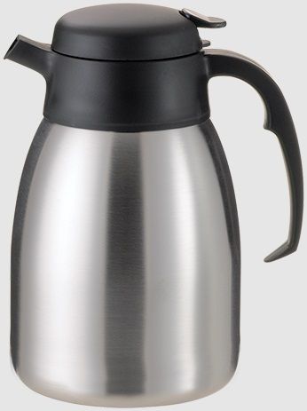 Service Ideas Steelvac Brushed Stainless And Black Essential Seamless Chamber Vacuum Insulated Carafe, 1.5 Liter Capacity