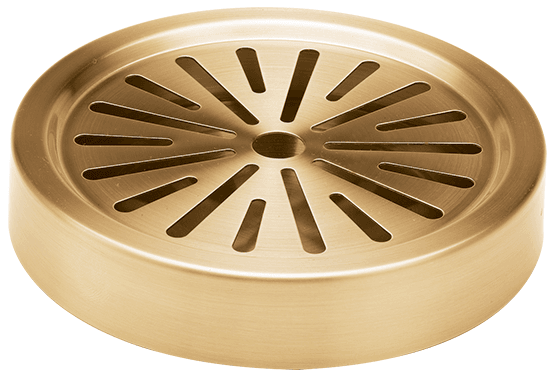 Service Ideas Stainless Steel Vintage Gold Round Drip Tray, 6 X 6 X 1.25 Inch